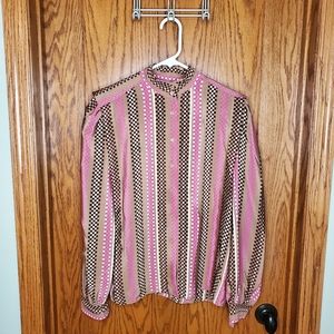 Vintage Retro Checkered Longsleeve Blouse